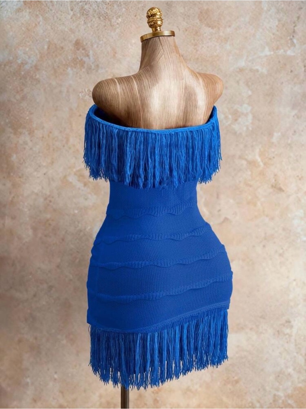 SHEIN Royal Blue One-Shoulder Fringe Bodycon Dress - Picture 4 of 5